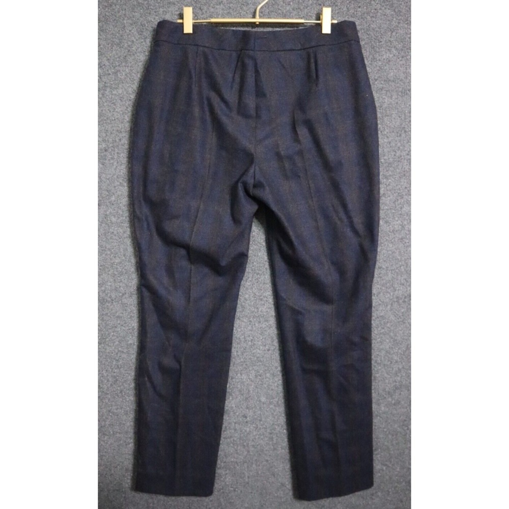 Akris Punto Pants Women 10 Blue Plaid Wool Cashmere High Rise Straight Leg 30.5" - Picture 4 of 6